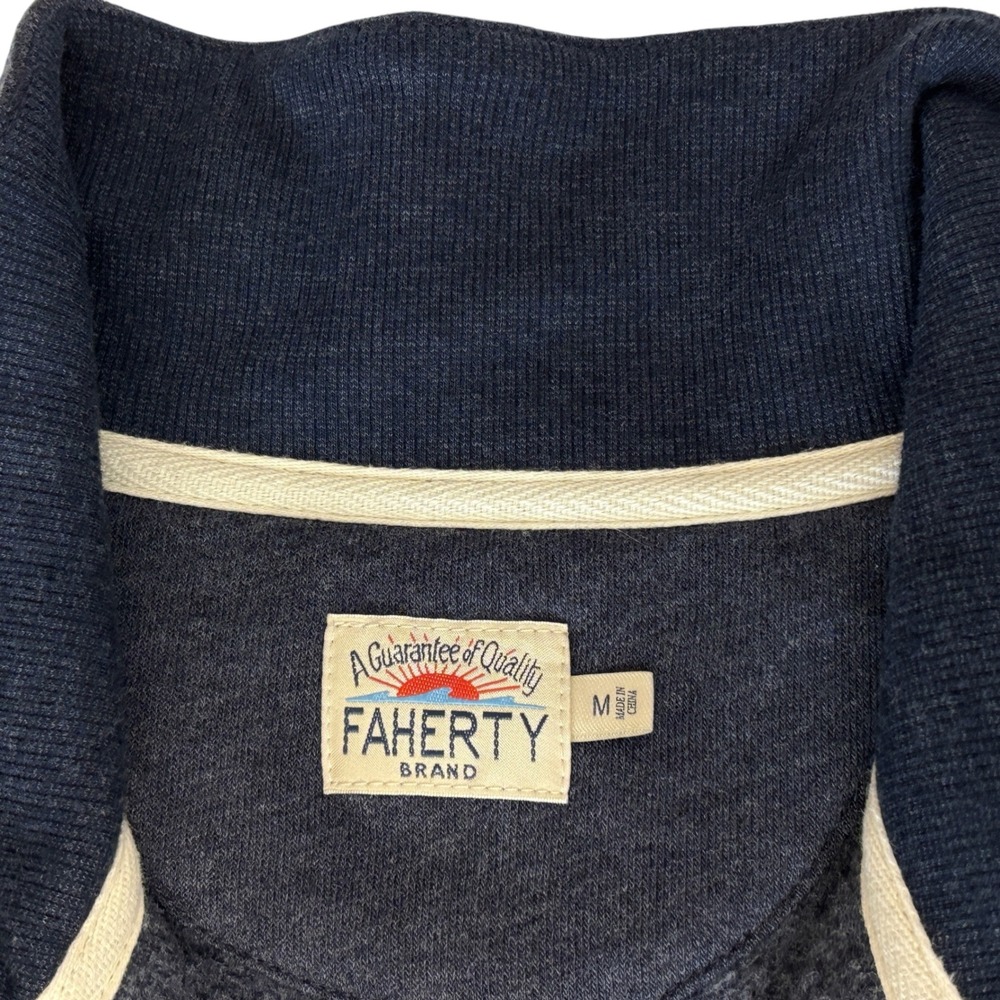 Faherty Men's 1/4 Zip Blue Pullover Sweater Sz‎ M Fleece Inside - Picture 5 of 13